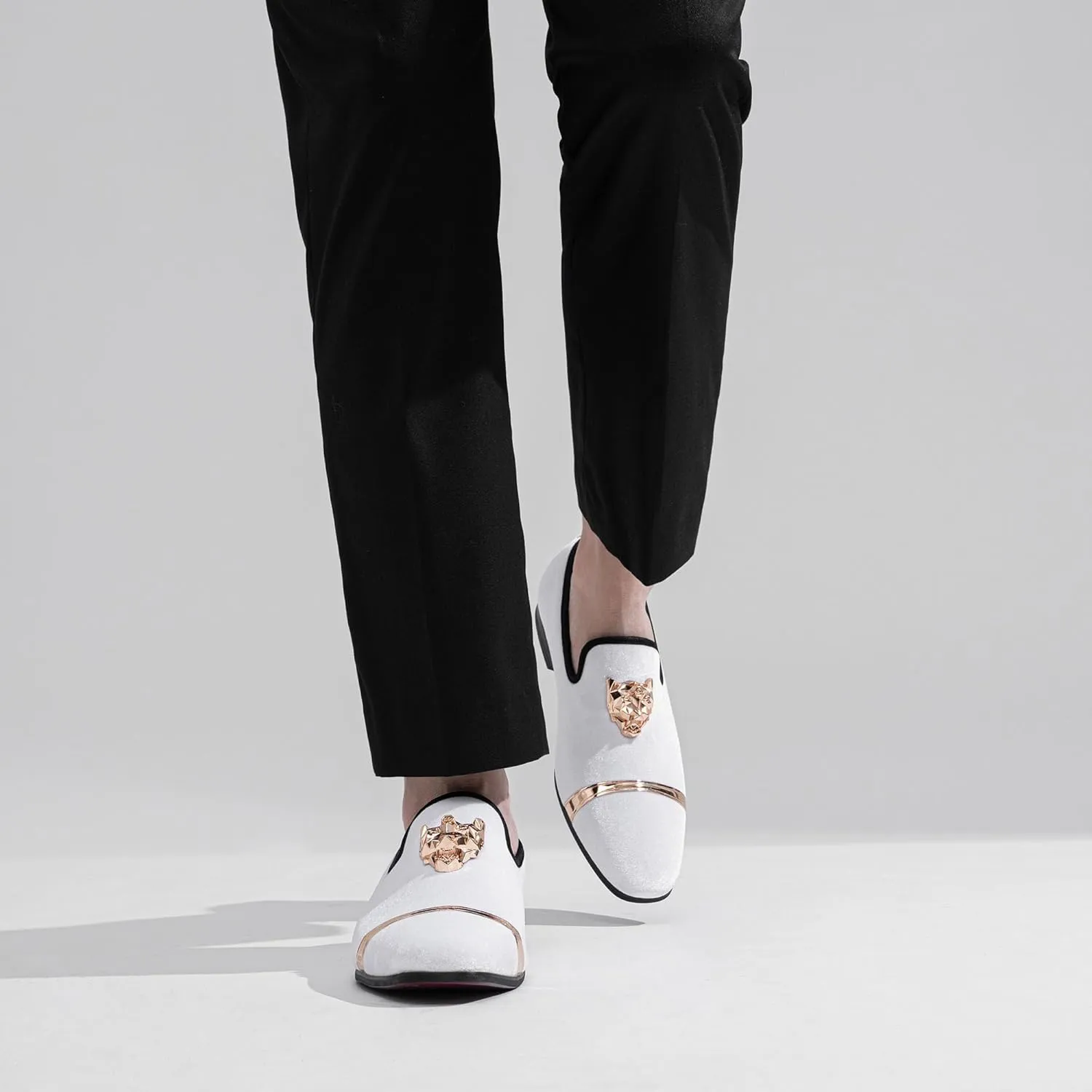 Jousen Men's Loafers Velvet Slip On Dress Men Shoes Soft Vintage Luxury Mens Wedding Party Prom Shoes for Men