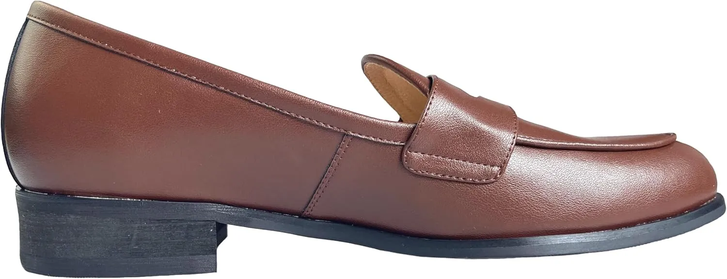 Justar Men's Leather Dress Shoes Slip-On Penny Loafers Belgian Formal Flats