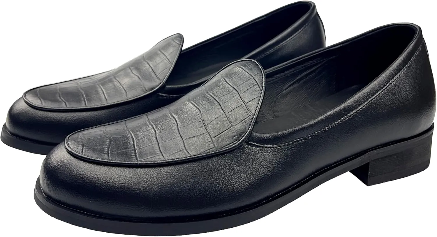 Justar Men's Leather Dress Shoes Slip-On Penny Loafers Belgian Formal Flats