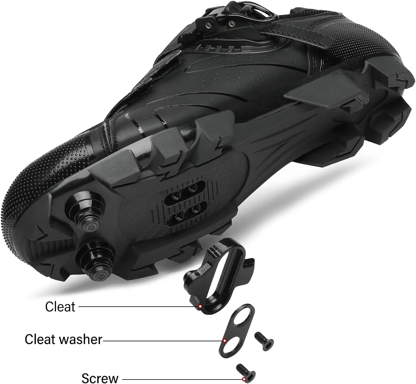 KESCOO Mens Mountain Bike Shoes with 2-Bolts SPD Cleats Included, Cycling Shoes with Quick Ratchet Buckle Indoor Outdoor Riding Biking