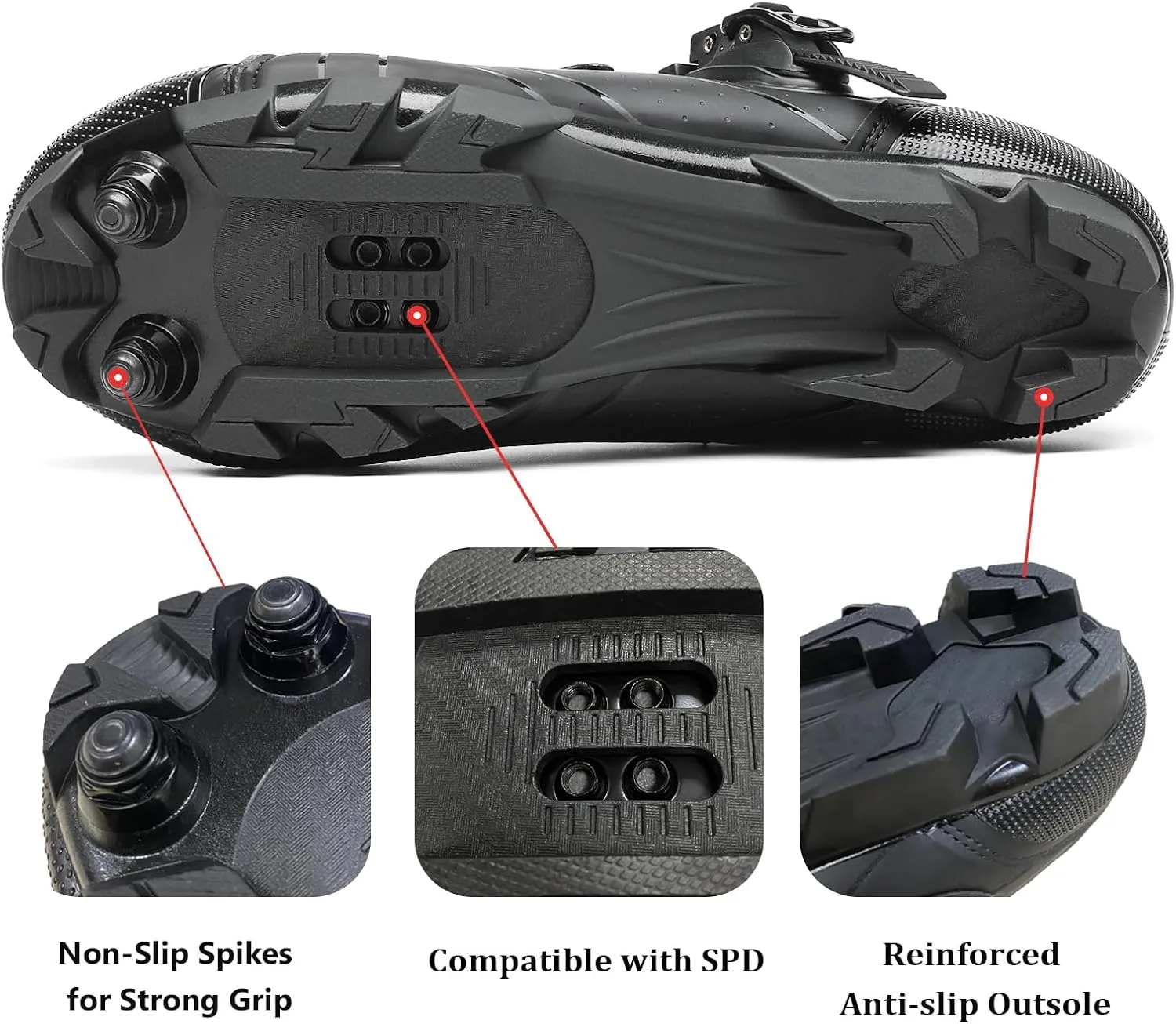 KESCOO Mens Mountain Bike Shoes with 2-Bolts SPD Cleats Included, Cycling Shoes with Quick Ratchet Buckle Indoor Outdoor Riding Biking