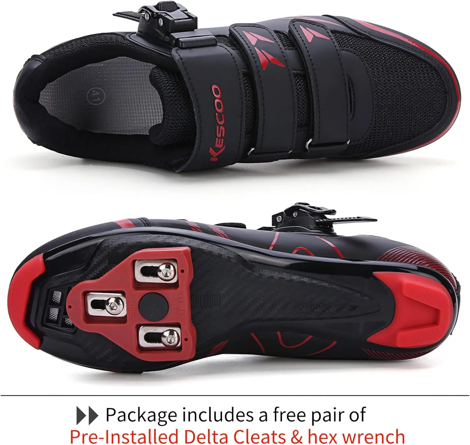 KESCOO Mens Womens Cycling Shoes Compatible with Peloton Bike Shoes and Delta Cleats Pre-Installed, Clip in Road Bike Riding Racing Biking Shoes Perfect for Indoor Outdoor