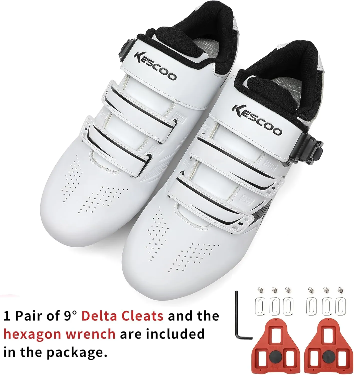 KESCOO Mens Womens Cycling Shoes Compatible with Peloton Bike Shoes and Delta Cleats Pre-Installed, Clip in Road Bike Riding Racing Biking Shoes Perfect for Indoor Outdoor