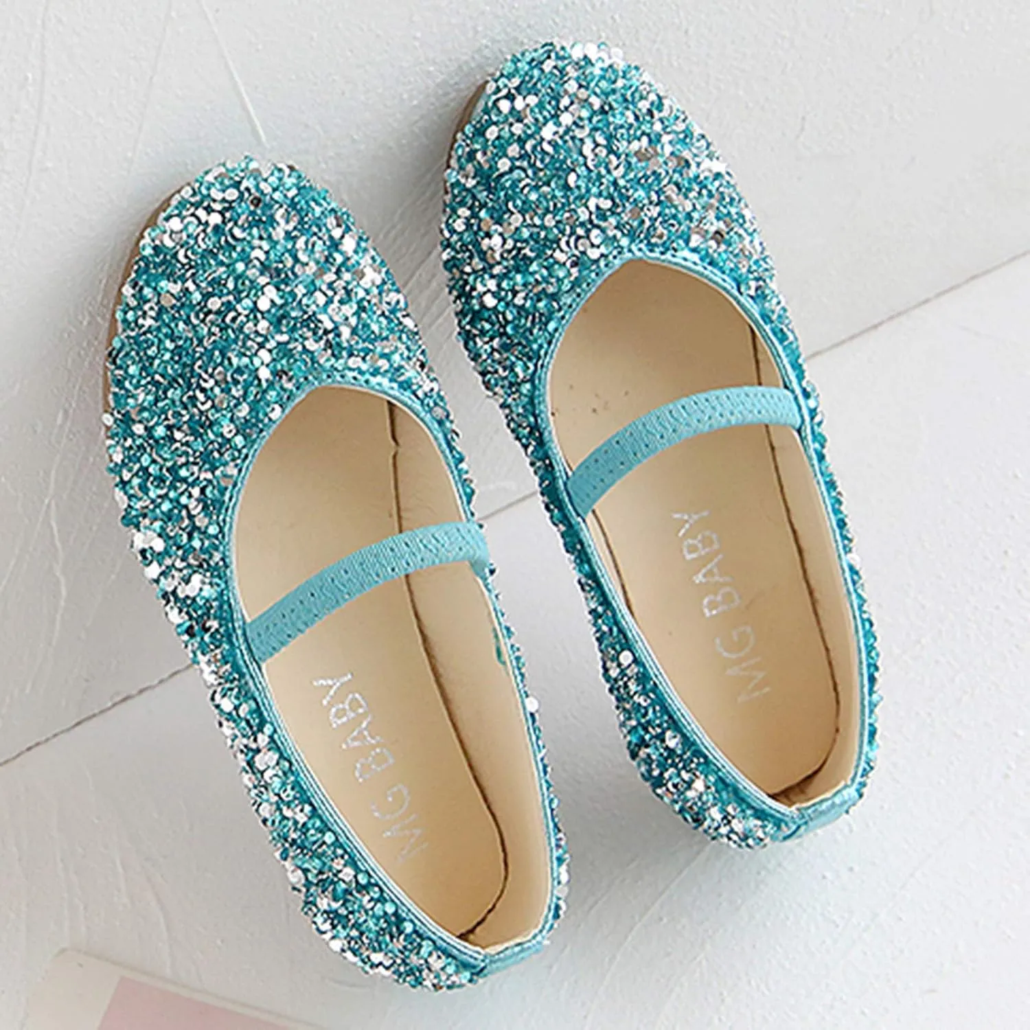 Kids Baby Princess Glitter Shoes Children Girls Dance Leather Shoes Sequined Soft Bottom Wedding Dress Flat Shoes