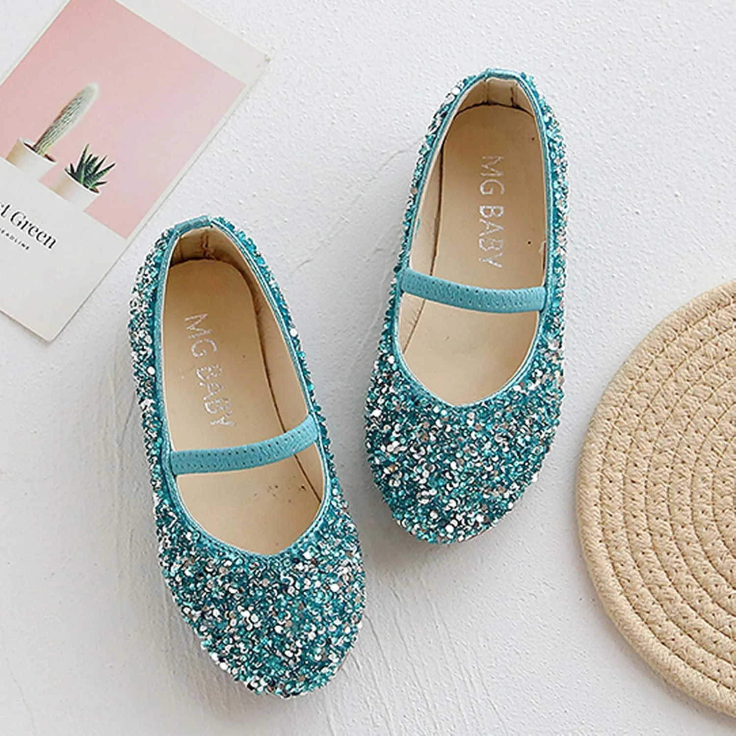 Kids Baby Princess Glitter Shoes Children Girls Dance Leather Shoes Sequined Soft Bottom Wedding Dress Flat Shoes