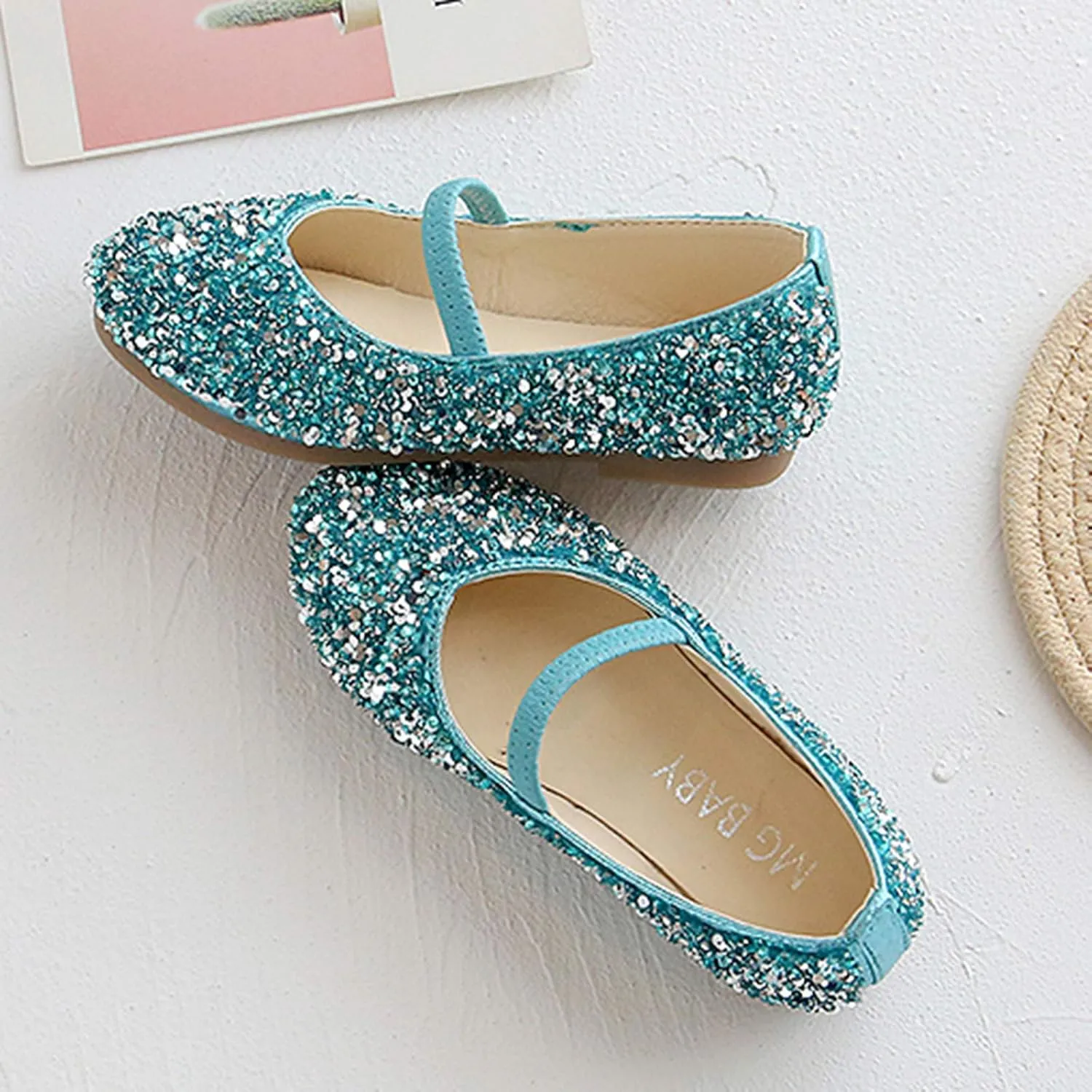 Kids Baby Princess Glitter Shoes Children Girls Dance Leather Shoes Sequined Soft Bottom Wedding Dress Flat Shoes