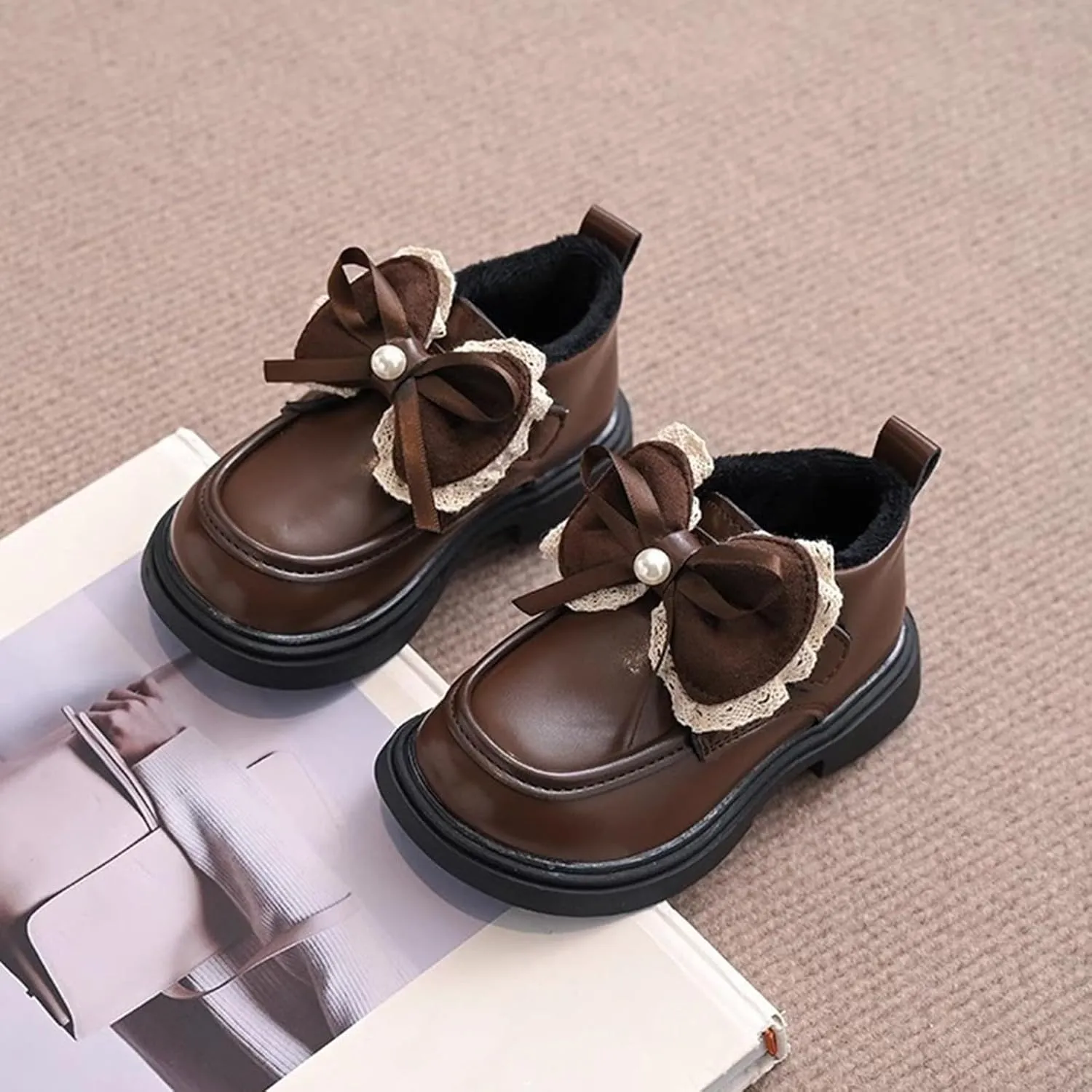 Kids Girls Ankle Bootie Girls Spring Autumn Winter Plus Velvet Warm Short Boots Soft Bottom Non Classic Hiking Boots