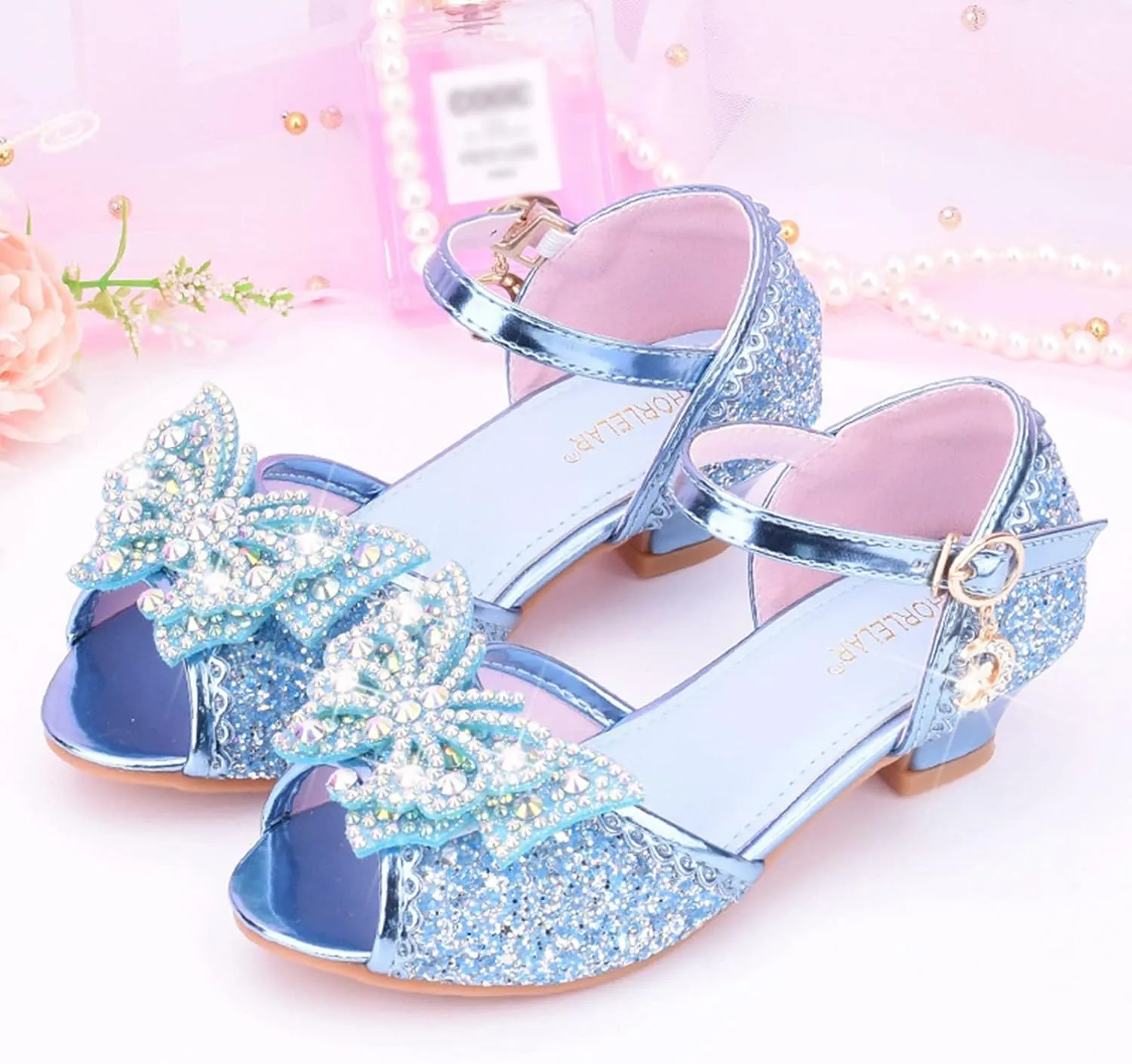 Kids Girls Glitter Butterfly Sandals Sequin 𝗥hinestone Dress Shoes Little/Big Kids Princess Fashion Shiny Shoes
