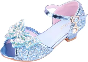 Kids Girls Glitter Butterfly Sandals Sequin 𝗥hinestone Dress Shoes Little/Big Kids Princess Fashion Shiny Shoes