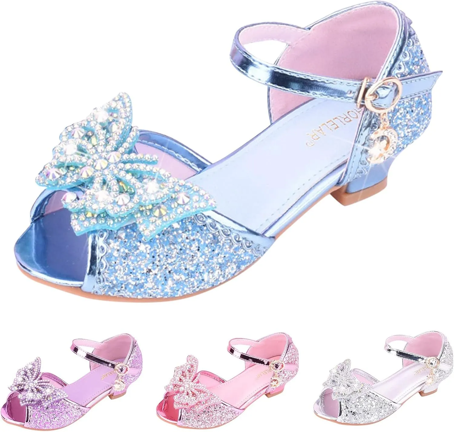 Kids Girls Glitter Butterfly Sandals Sequin 𝗥hinestone Dress Shoes Little/Big Kids Princess Fashion Shiny Shoes