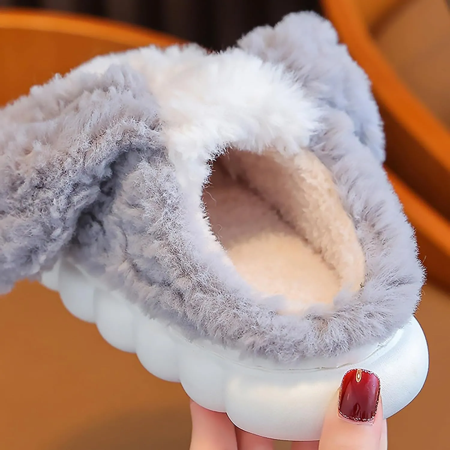 Kids Puppy Slippers Boys Girls Plush Non-Slip House Slippers Cute Cartoon Soft Wool Slip-On Shoes Indoor Wear