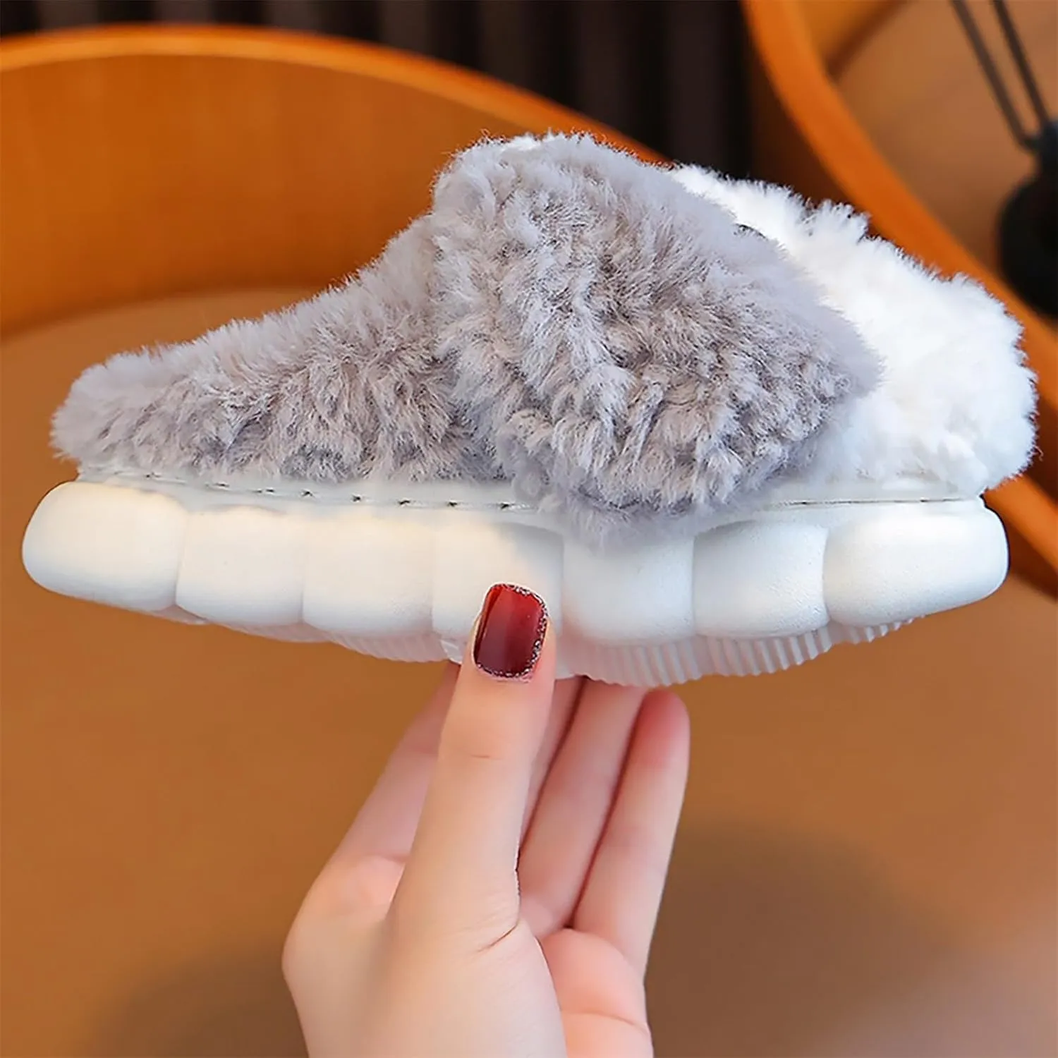 Kids Puppy Slippers Boys Girls Plush Non-Slip House Slippers Cute Cartoon Soft Wool Slip-On Shoes Indoor Wear