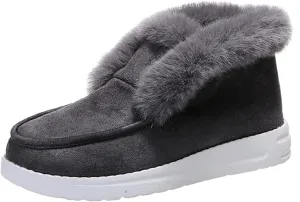 Ladmiple Women's Snow Boots With Heels Women's Winter Snow Boots Classic Faux Fur Lined Slip On Ankle Boots Fashion Casual Warm Outdoor Comfortable Walking Shoes