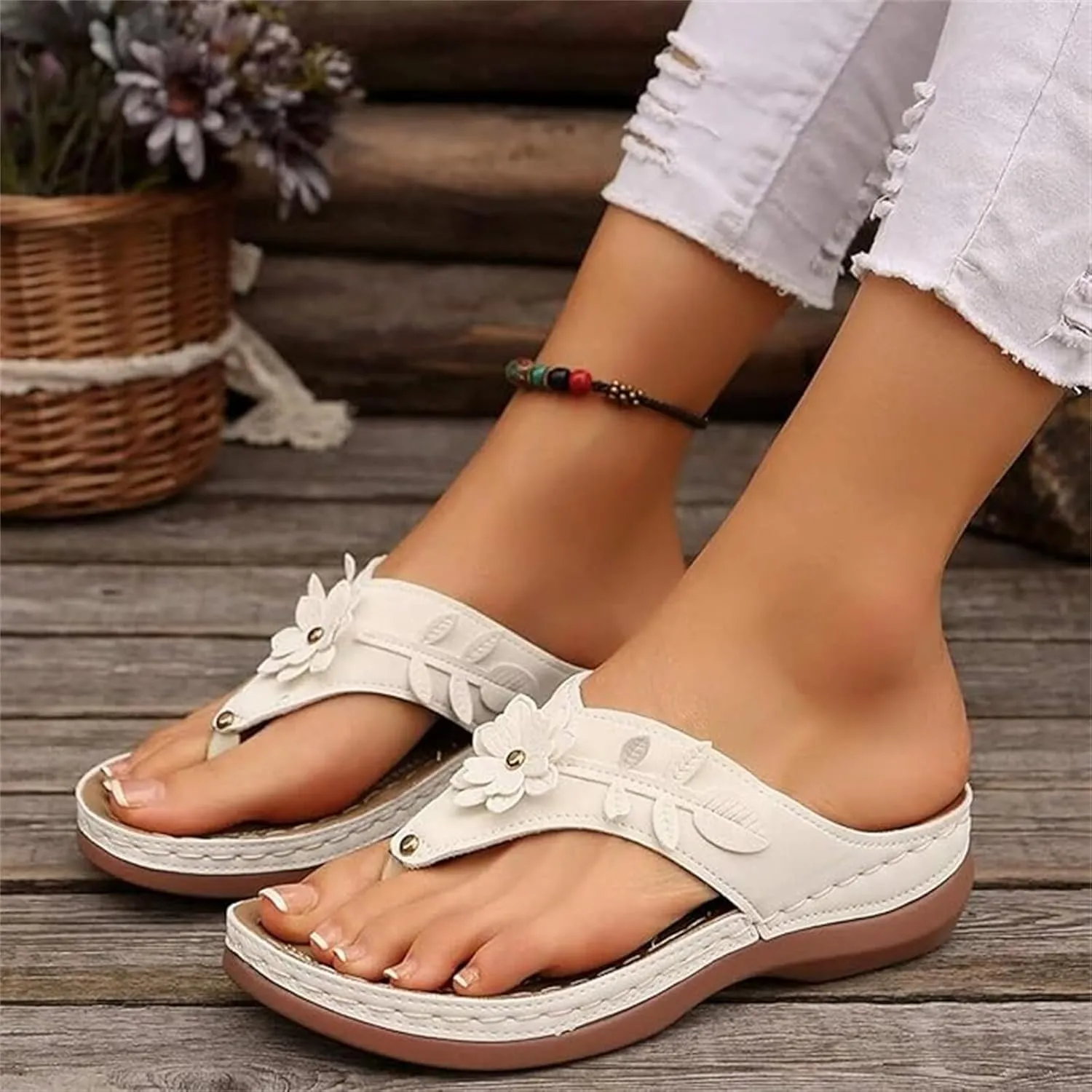 Lausiuoe Orthopedic Sandals For Women 2025 Comfortable Dressy Orthotic Thong Flip Flops Casual Summer Arch Support Slides