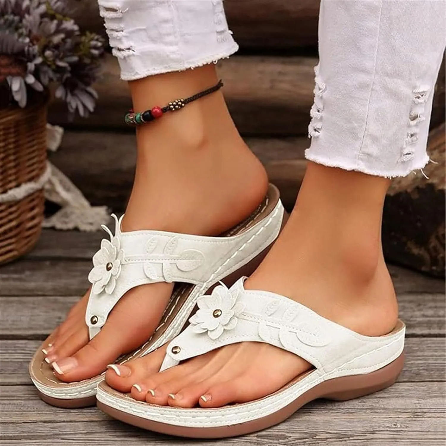 Lausiuoe Orthopedic Sandals For Women 2025 Comfortable Dressy Orthotic Thong Flip Flops Casual Summer Arch Support Slides
