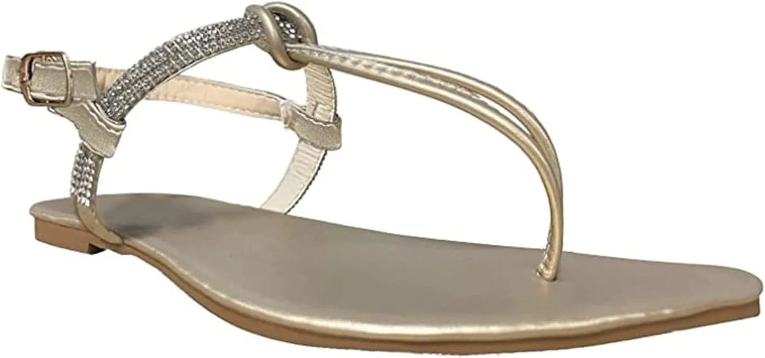 Lausiuoe Sandals for Women Dressy Summer,Women's Ankle Strap Casual Comfort Strappy Flat Sandals Beach Sandals Thong Flip Flops