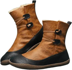 Lausiuoe Snow Boots For Women Wide Width Mid Calf Winter Boots Fur Lined Warm Fuzzy Ankle Booties Fashion Trendy Slip On Shoe