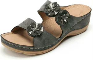 Lausiuoe Women's Comfy Orthotic Sandals, Women's Arch Support Flip Flops, Dressy Summer Orthopedic Sandals, Flip Flops Slippers, Size 7, Tan, Blue