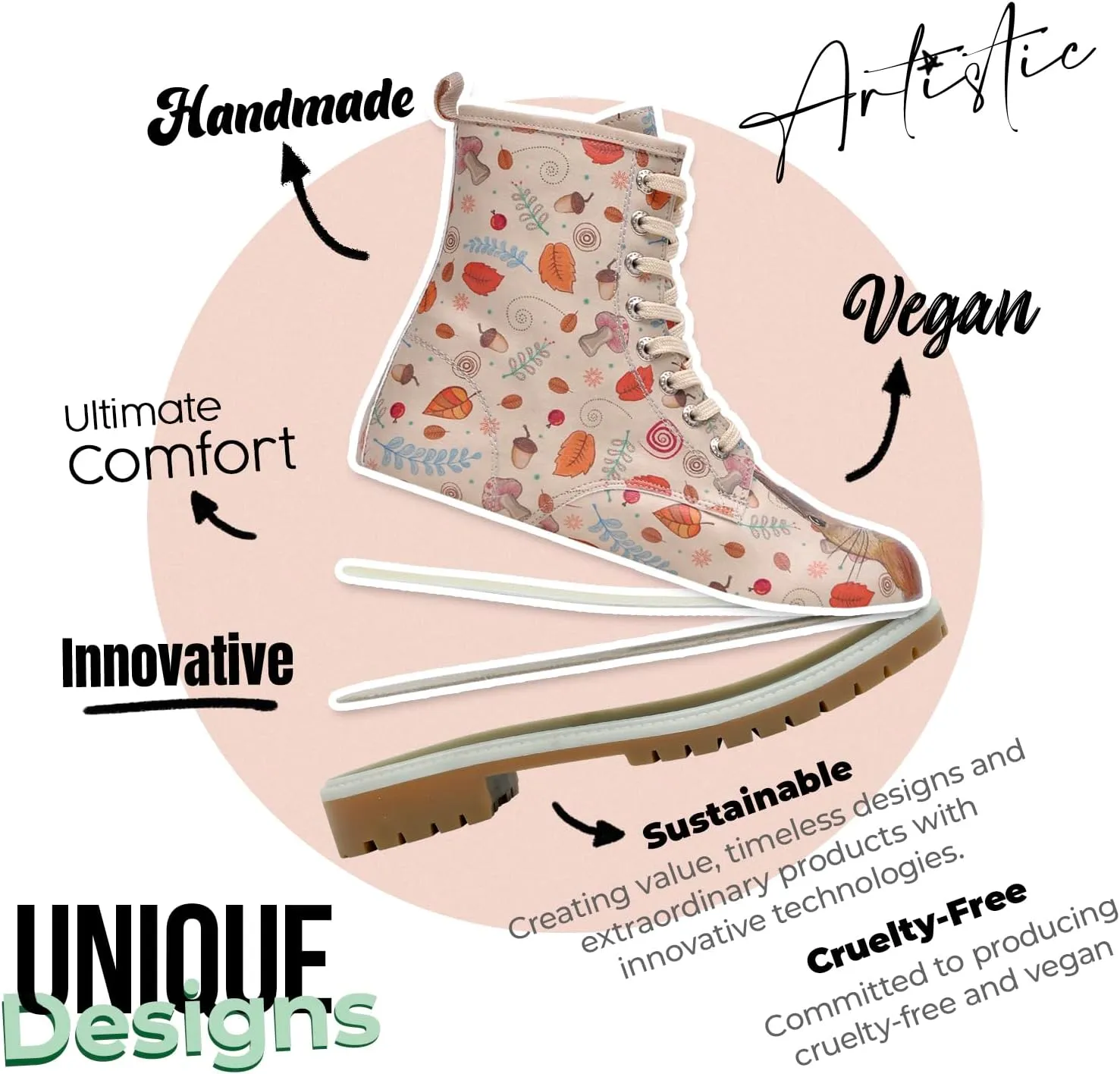 Long Boots for Women  Vegan Leather and Unique Design Womens Winter Boots, Comfortable and Stylish Womens Boots