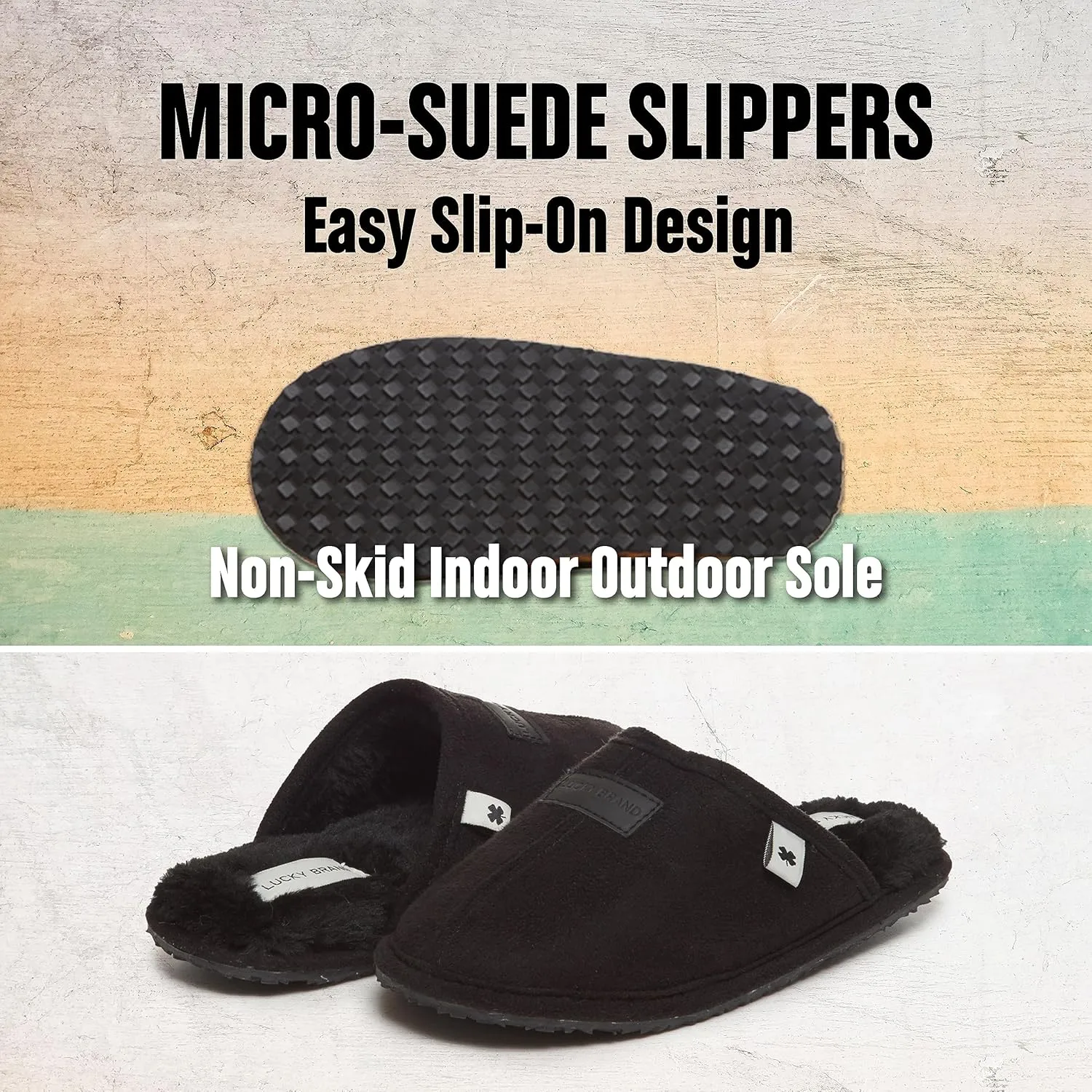 Lucky Brand Boy's Fleece Clog Micro Suede Tab Slippers  Warm and Comfortable Indoor Footwear