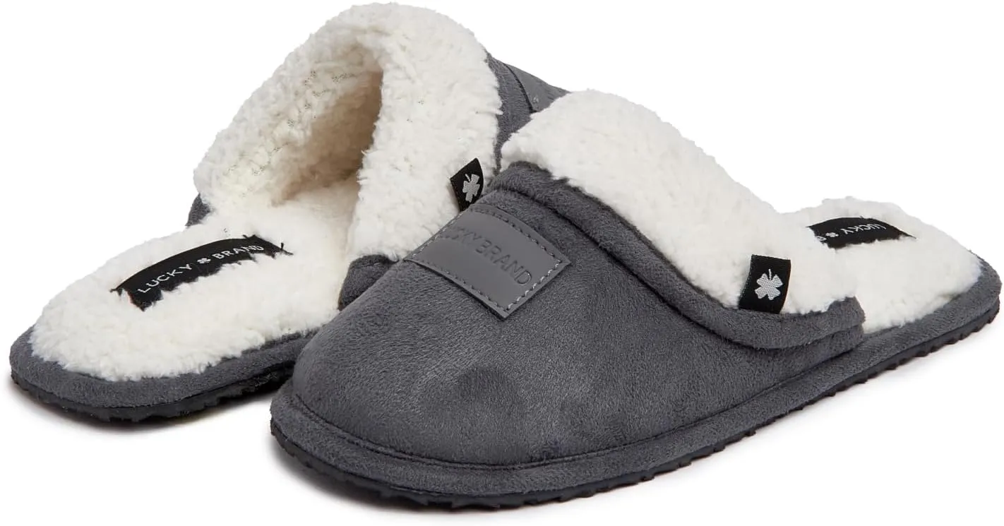 Lucky Brand Boy's Fleece Clog Micro Suede Tab Slippers  Warm and Comfortable Indoor Footwear