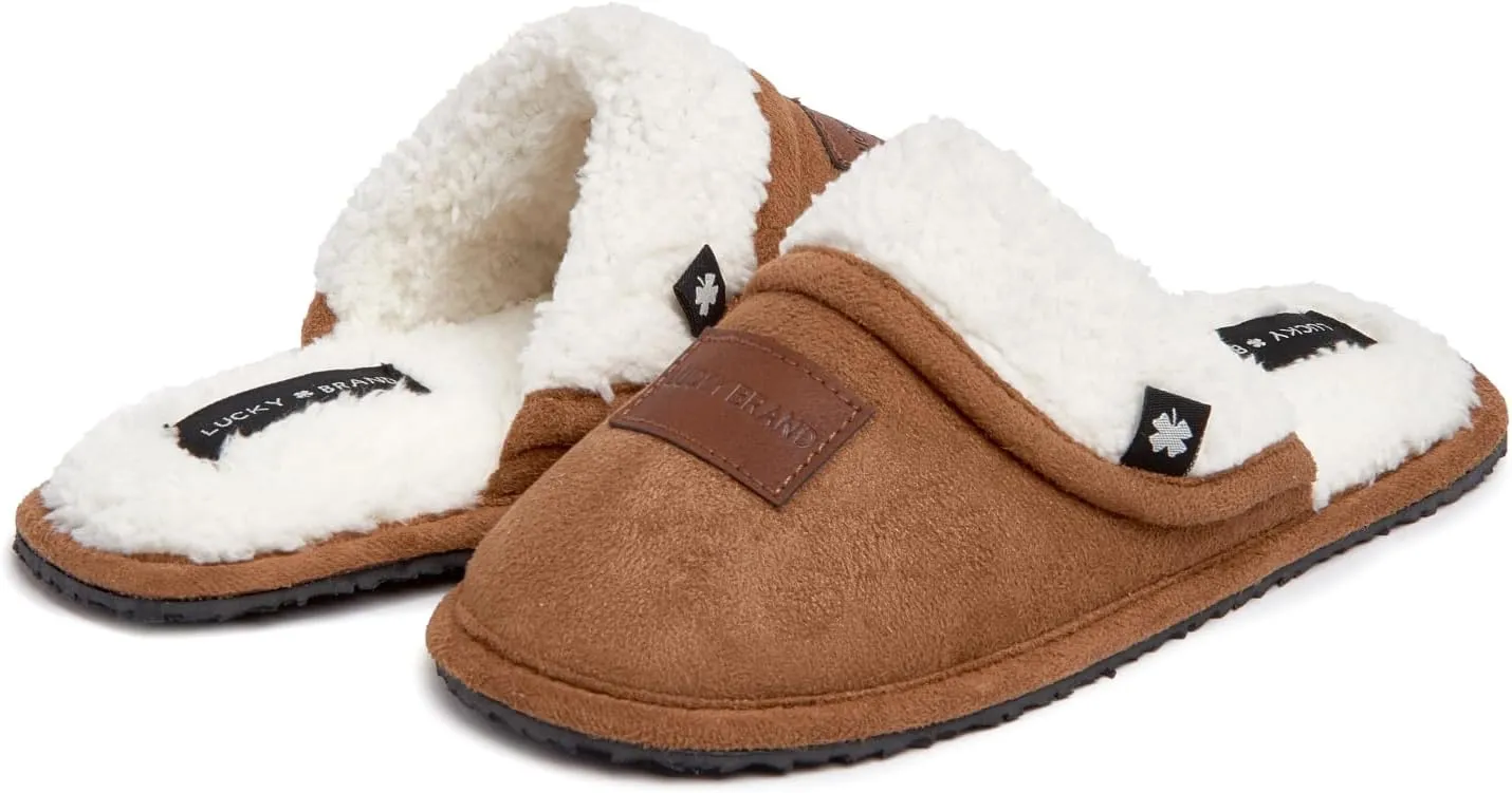 Lucky Brand Boy's Fleece Clog Micro Suede Tab Slippers  Warm and Comfortable Indoor Footwear