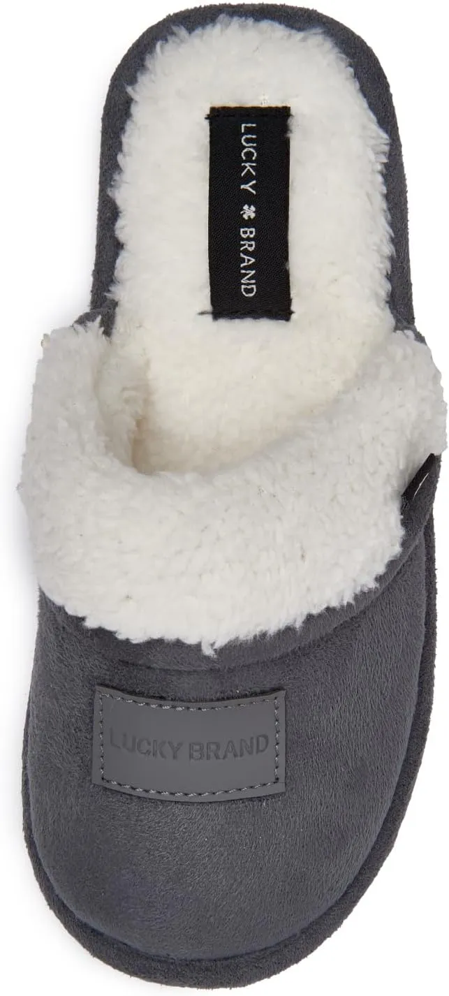 Lucky Brand Boy's Fleece Clog Micro Suede Tab Slippers  Warm and Comfortable Indoor Footwear
