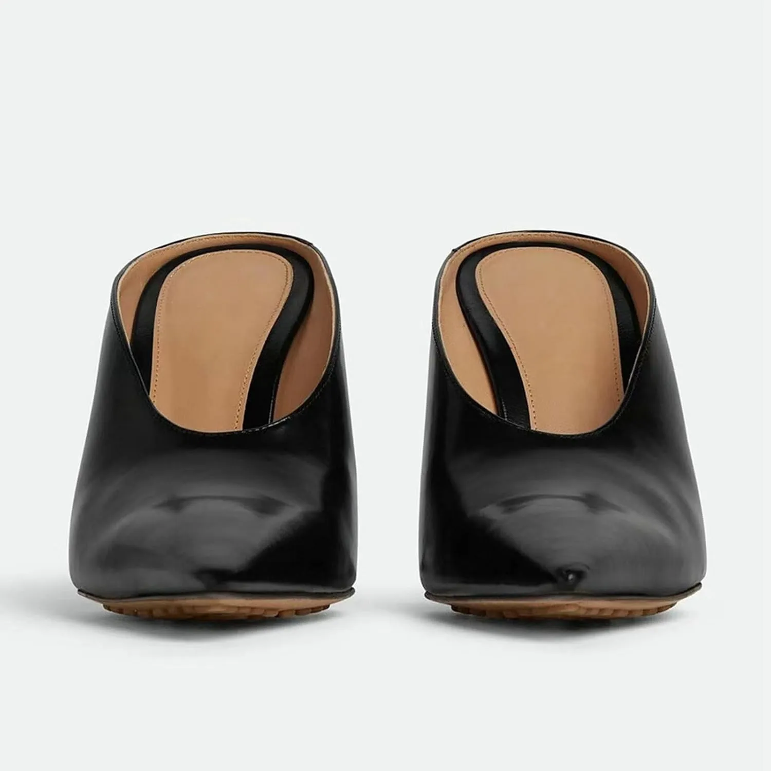 Meefit Women Metallic Mules Pointed Toe Wedges High Heel Slides Closed Toe Patent Leather Slippers Slip On Dressy Pumps