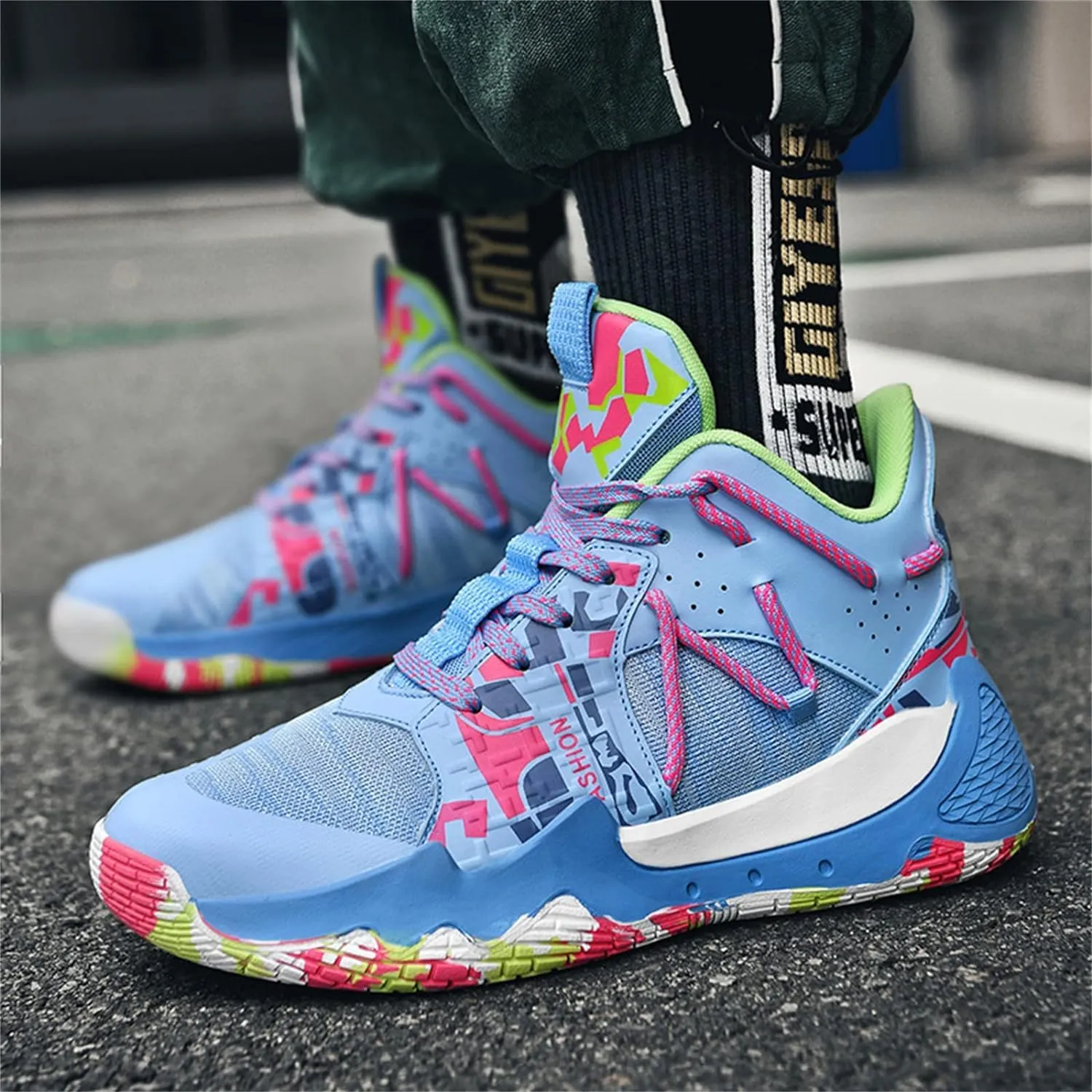 Mens Basketball Shoes Breathable Running Shoes Non Slip Outdoor Youth Fashion Sneakers Sport Trainer Tennis Shoes