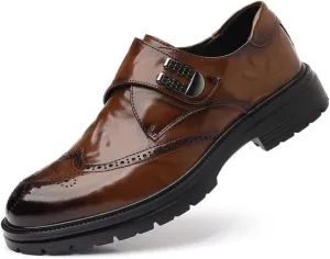Men's Brogue Business Shoes Men Genuine Leather Platform Slip-On Oxfords Classic Formal Mens Tuxedo Shoes