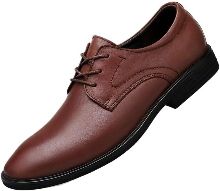 Men's Classic Lace-up Formal Oxford Shoes Fashion Casual Leather Low Heels Dress Shoes for Men