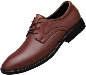 Men's Classic Lace-up Formal Oxford Shoes Fashion Casual Leather Low Heels Dress Shoes for Men