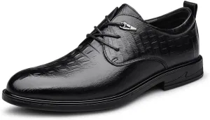 Mens Classic Leather Dress Shoes Mens Modern Formal Lace Up Brogue Oxfords Shoes Casual Business Pointed Toe Tuxedo Shoes(10)
