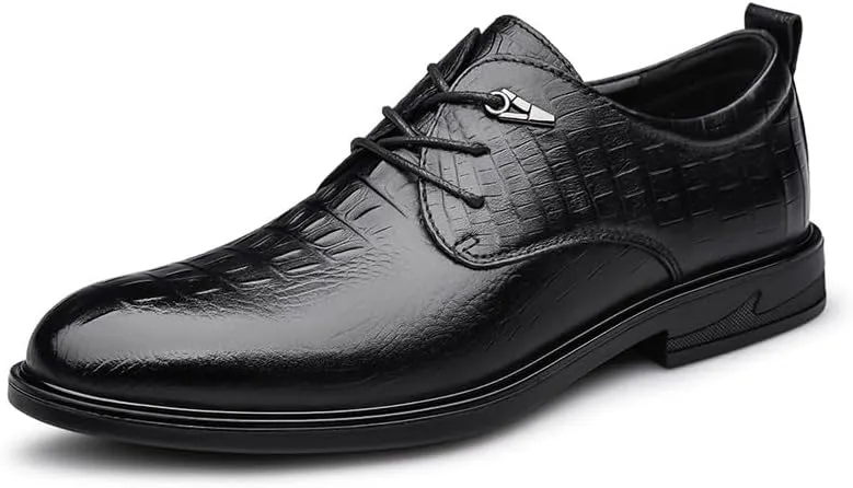 Mens Classic Leather Dress Shoes Mens Modern Formal Lace Up Brogue Oxfords Shoes Casual Business Pointed Toe Tuxedo Shoes(10)