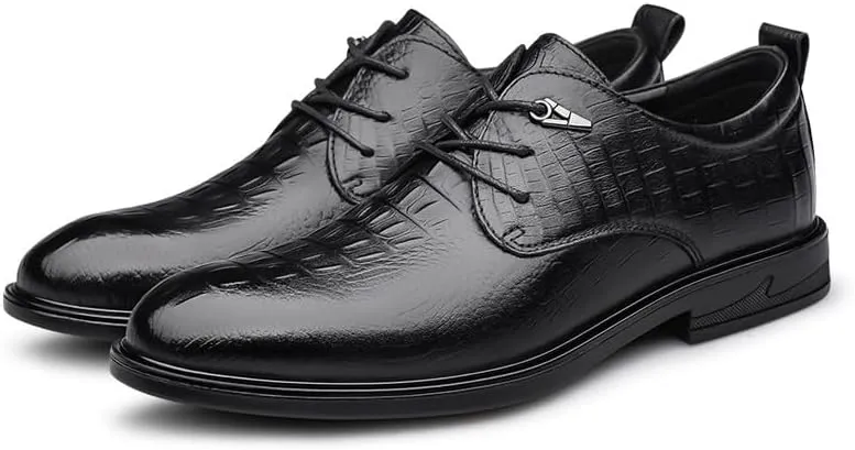 Mens Classic Leather Dress Shoes Mens Modern Formal Lace Up Brogue Oxfords Shoes Casual Business Pointed Toe Tuxedo Shoes(10)