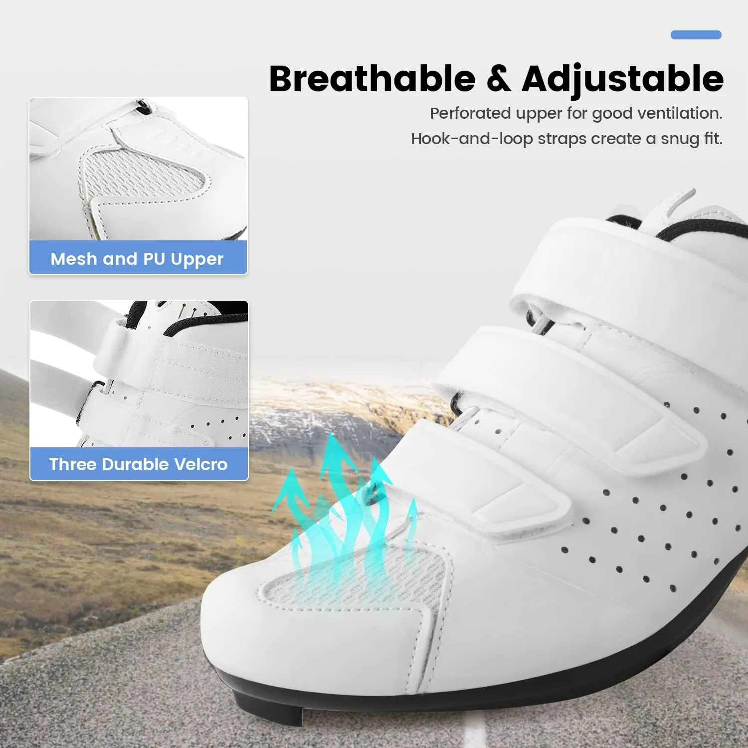 Mens Cycling Shoes Compatible with Peloton Bike & SPD 2 Bolt Clips - Unisex Spin Bicycle Shoes with 3 Bolt Look Delta Cleats - Indoor Outdoor Road Bike Shoes for Men Women