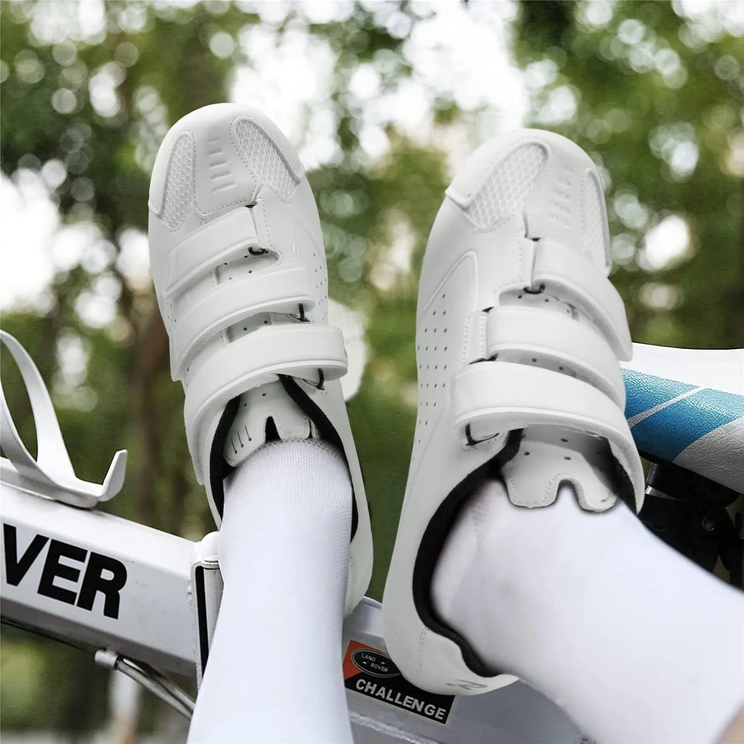 Mens Cycling Shoes Compatible with Peloton Bike & SPD 2 Bolt Clips - Unisex Spin Bicycle Shoes with 3 Bolt Look Delta Cleats - Indoor Outdoor Road Bike Shoes for Men Women