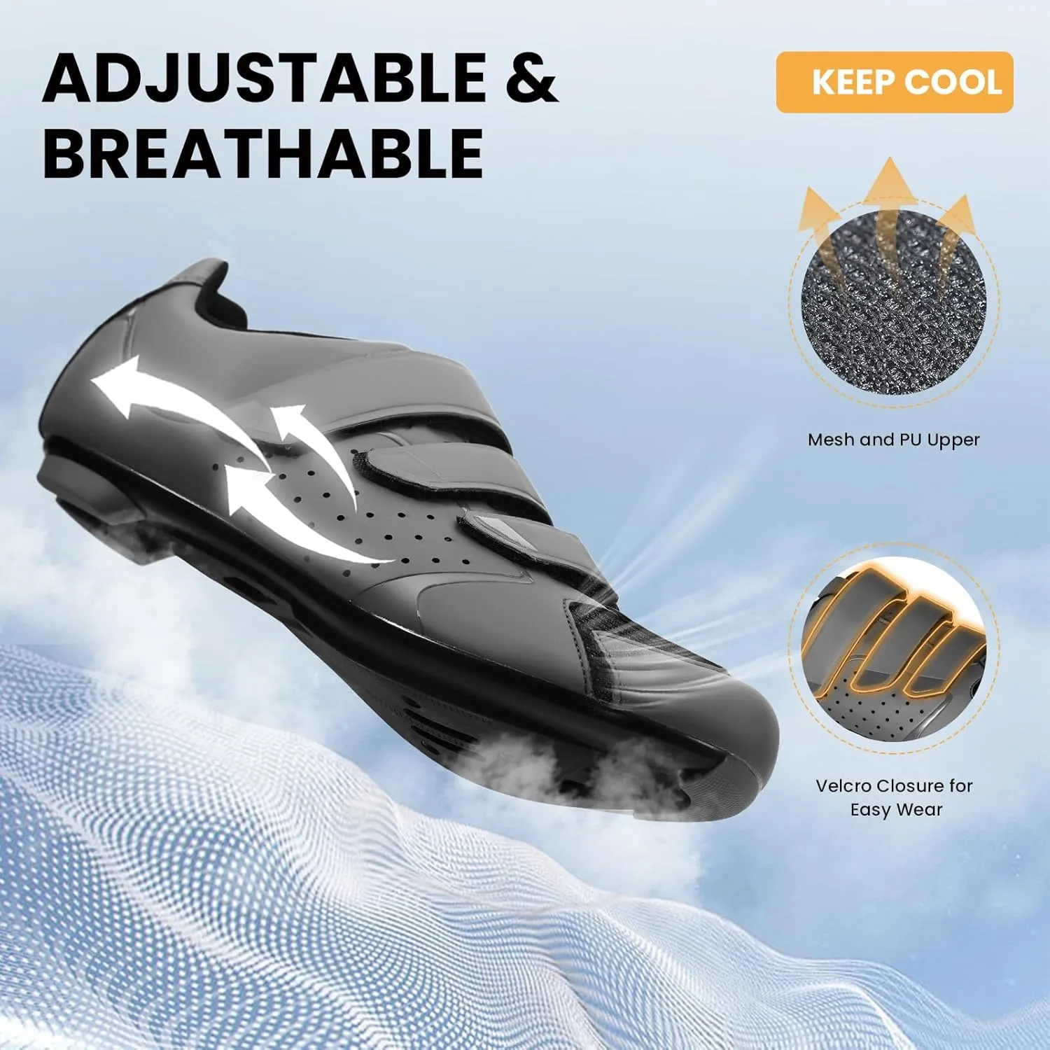 Mens Cycling Shoes Compatible with Peloton Bike & SPD 2 Bolt Clips - Unisex Spin Bicycle Shoes with 3 Bolt Look Delta Cleats - Indoor Outdoor Road Bike Shoes for Men Women