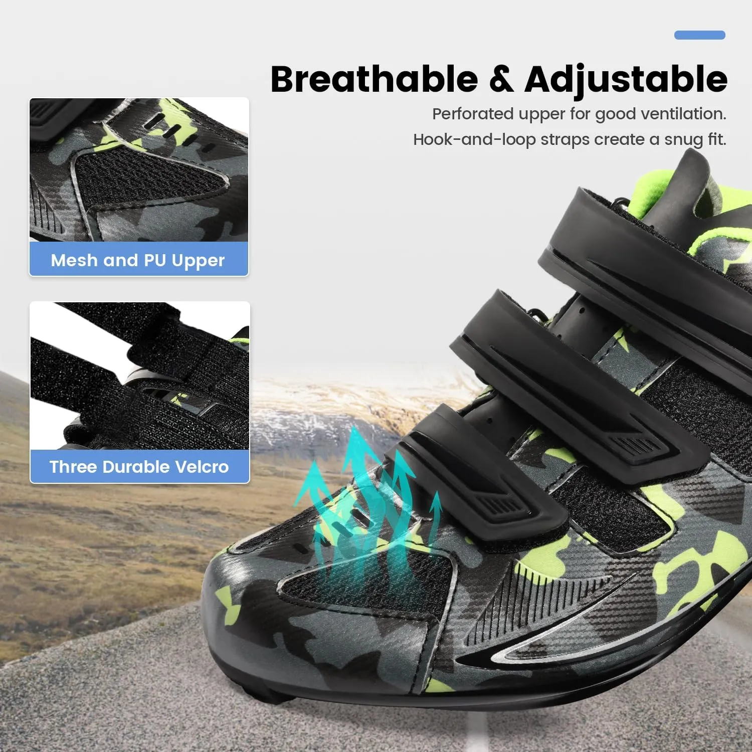 Mens Cycling Shoes Compatible with Peloton Bike & SPD 2 Bolt Clips - Unisex Spin Bicycle Shoes with 3 Bolt Look Delta Cleats - Indoor Outdoor Road Bike Shoes for Men Women