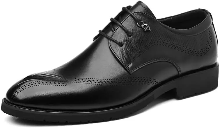 Mens Dress Sneakers Social Orthopedic Leather Shoes Pointed Toe Fashion Pointed Toe Lace Up Business Tuxedo Shoes