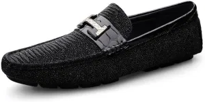 Men's Fashion Slip-On Round Formal Dress Shoes Modern Leather Business Casual Scale Pattern Comfort Mens Oxfords Shoes