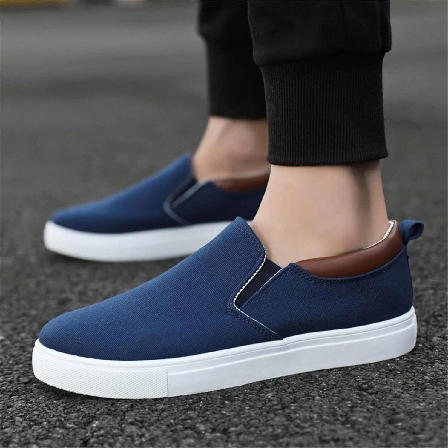 Mens Fashion Solid Color Canvas Flat Bottom Comfortable Running Casual Shoes Casual Chukka Boot Shoes