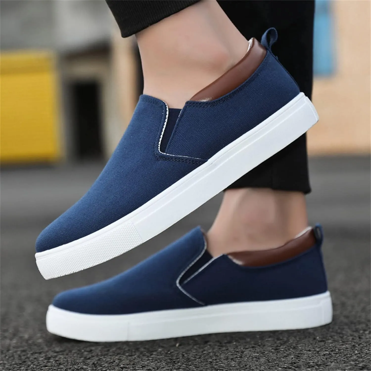 Mens Fashion Solid Color Canvas Flat Bottom Comfortable Running Casual Shoes Casual Chukka Boot Shoes