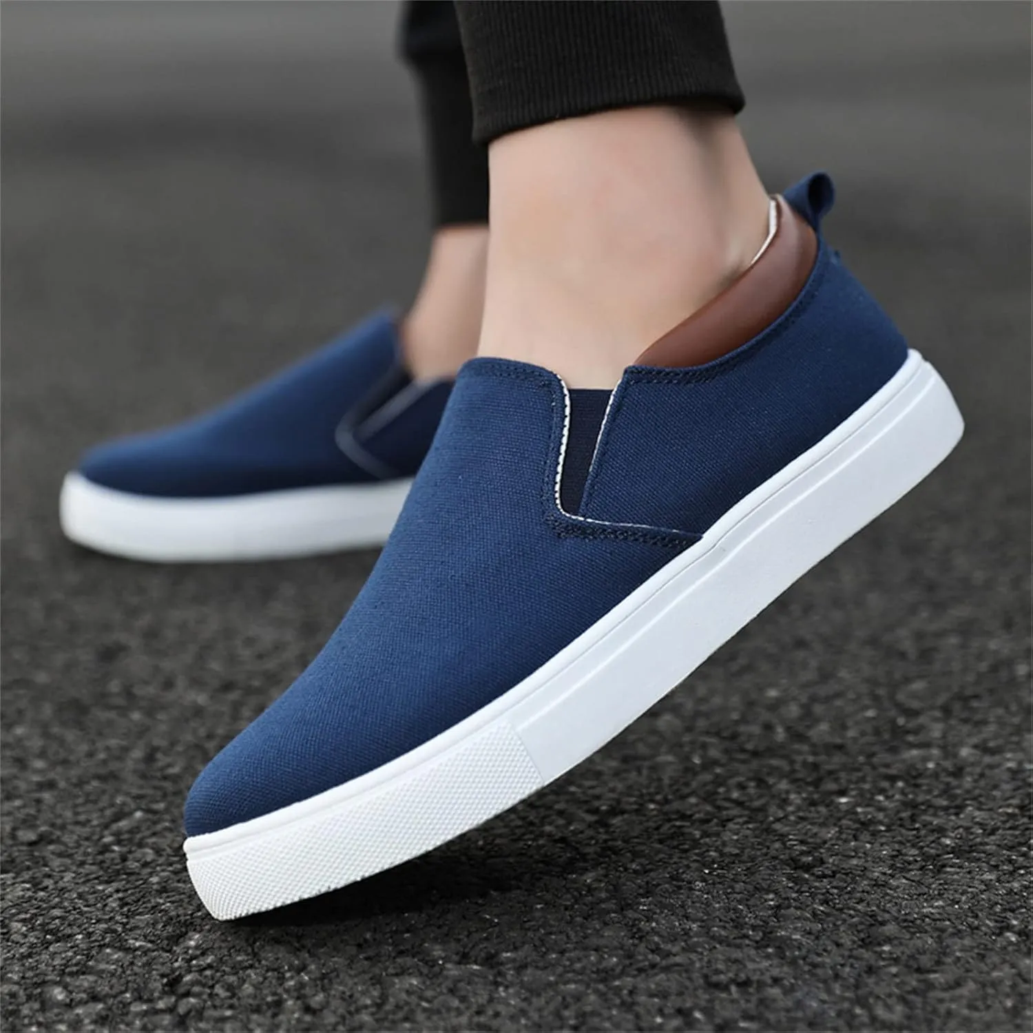 Mens Fashion Solid Color Canvas Flat Bottom Comfortable Running Casual Shoes Casual Chukka Boot Shoes