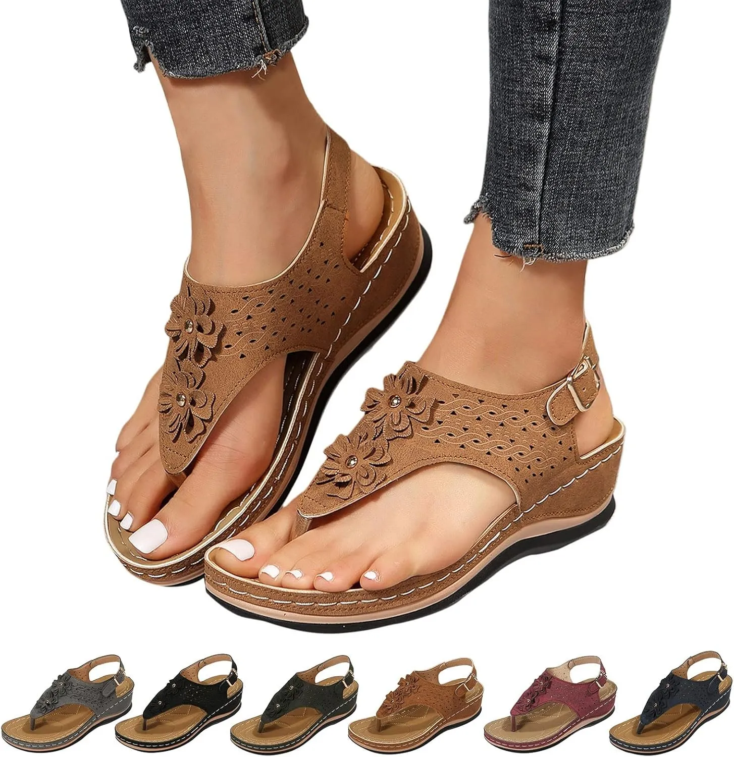 Mens Flip Flops Orthopedic Sandals for Women Adjustable Orthotic Thong Sandals with Arch Support Platform Flip Flops