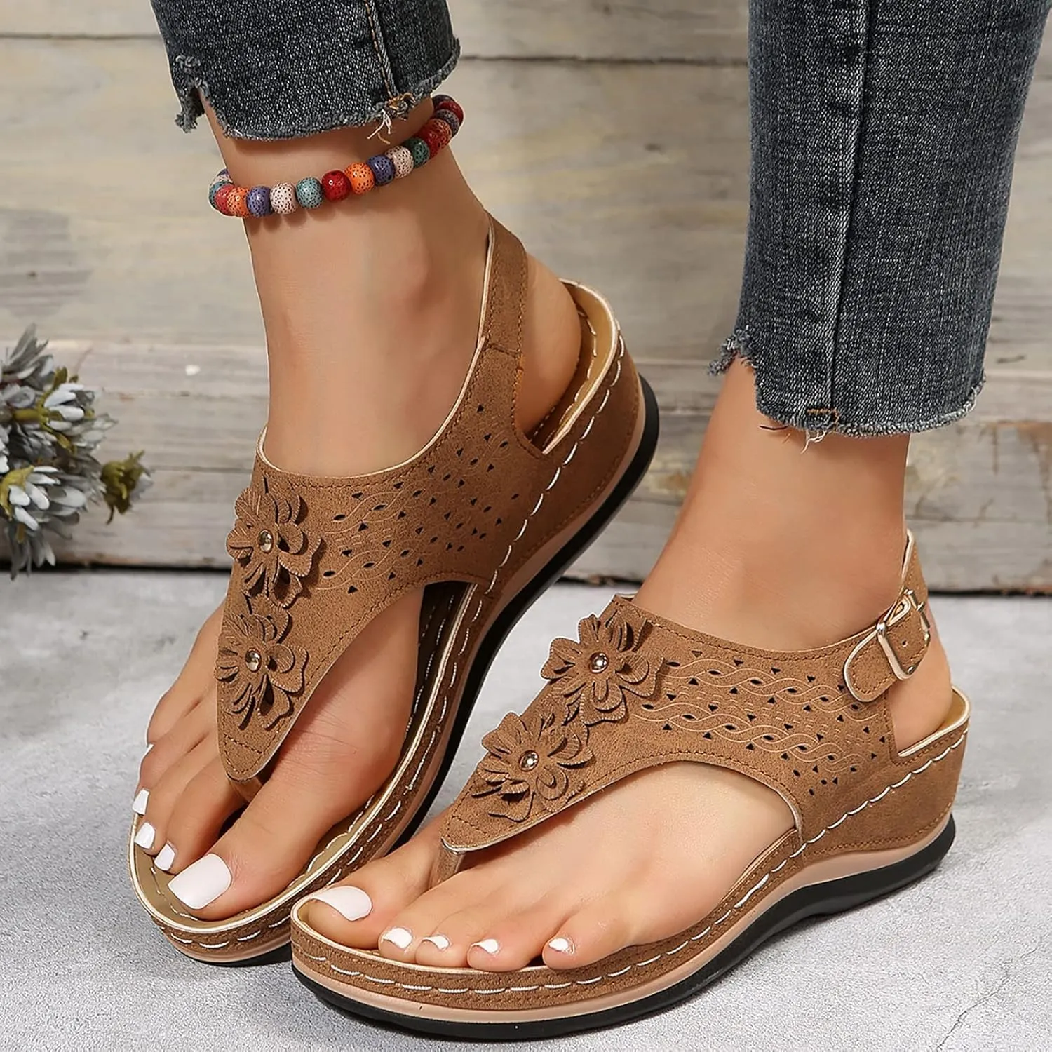 Mens Flip Flops Orthopedic Sandals for Women Adjustable Orthotic Thong Sandals with Arch Support Platform Flip Flops