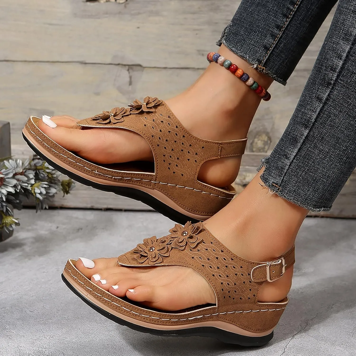 Mens Flip Flops Orthopedic Sandals for Women Adjustable Orthotic Thong Sandals with Arch Support Platform Flip Flops