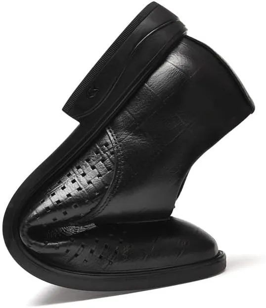 Men's Genuine Leather Oxford Shoes - Retro Pointed Toe Derby Shoes for Business & Formal Wear - Non-Slip Chunky Heel Dress Shoes(Black,7)