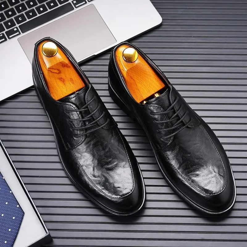 Men's Leather Dress Shoes Mens Fashion Formal Tuxedo Walking Oxfords Shoes Lace Up Derby Shoes for Men