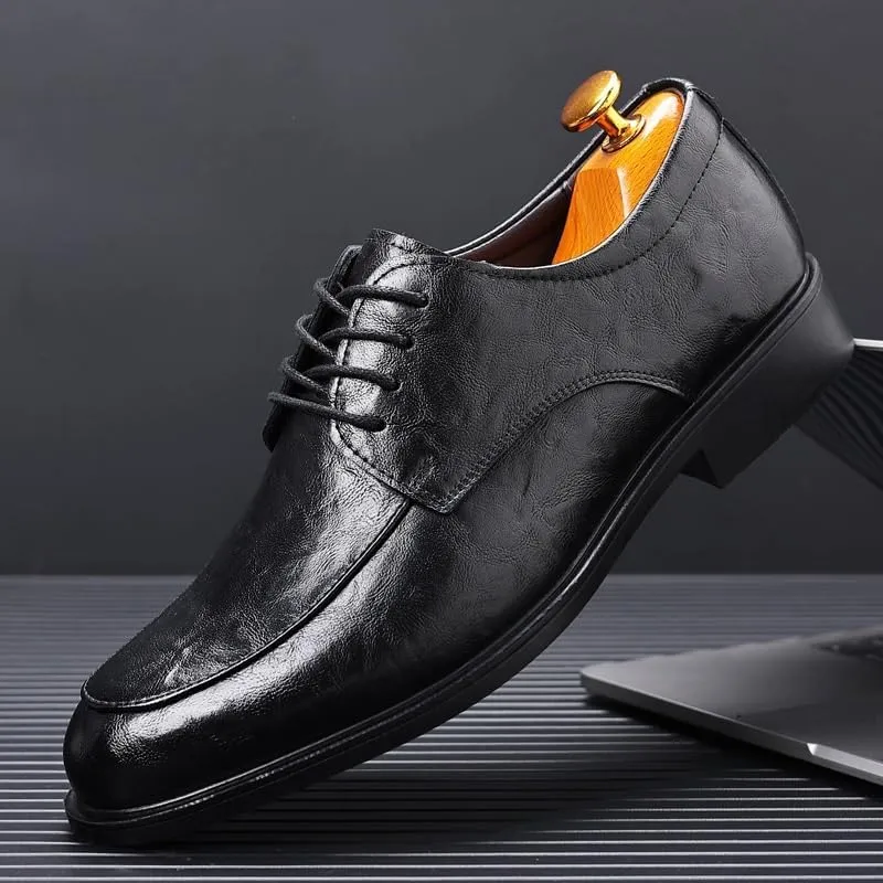 Men's Leather Dress Shoes Mens Fashion Formal Tuxedo Walking Oxfords Shoes Lace Up Derby Shoes for Men